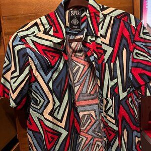 Super Massive wild print button-up tee